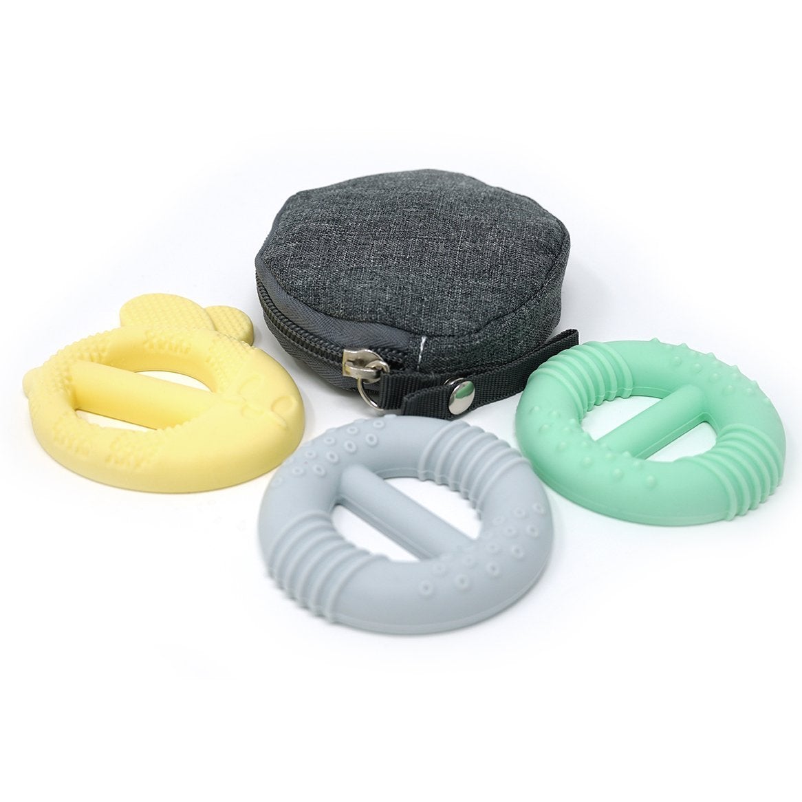 Chewy Buckle Set - 3 Teethers With Carrying Pod