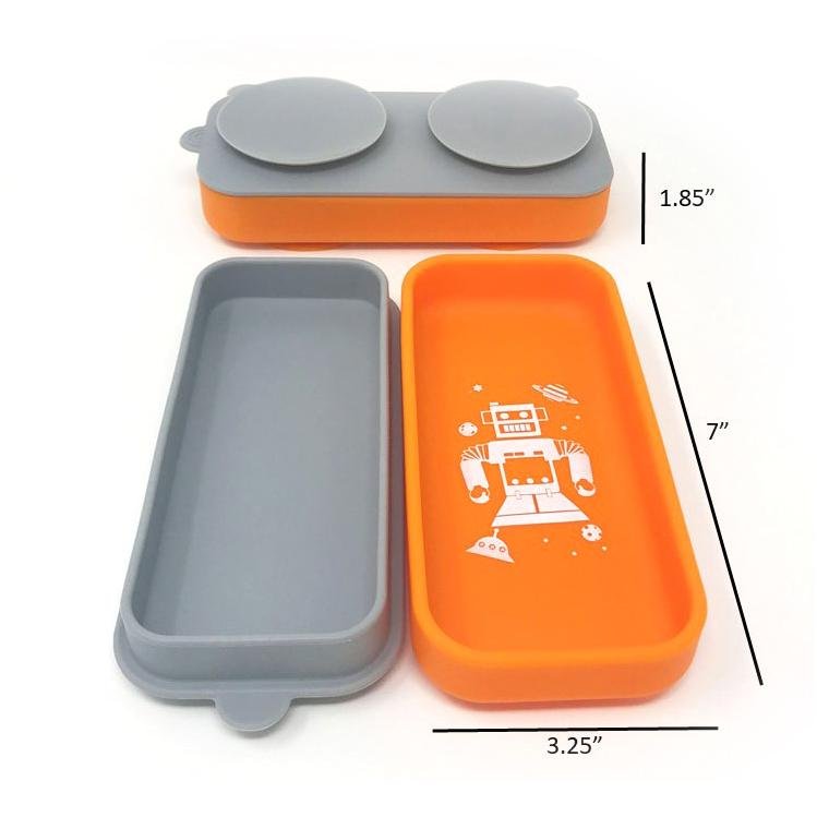 Suction-Go-Bowl Set: The World’s Most Compact Baby and Toddler Self-Feeding Suction Dish and Snack Container All-in-One.  100% Food Grade Silicone. Orange - SnoofyBee.com