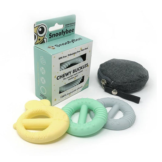Chewy Buckle Set - 3 Teethers with Carrying Pod